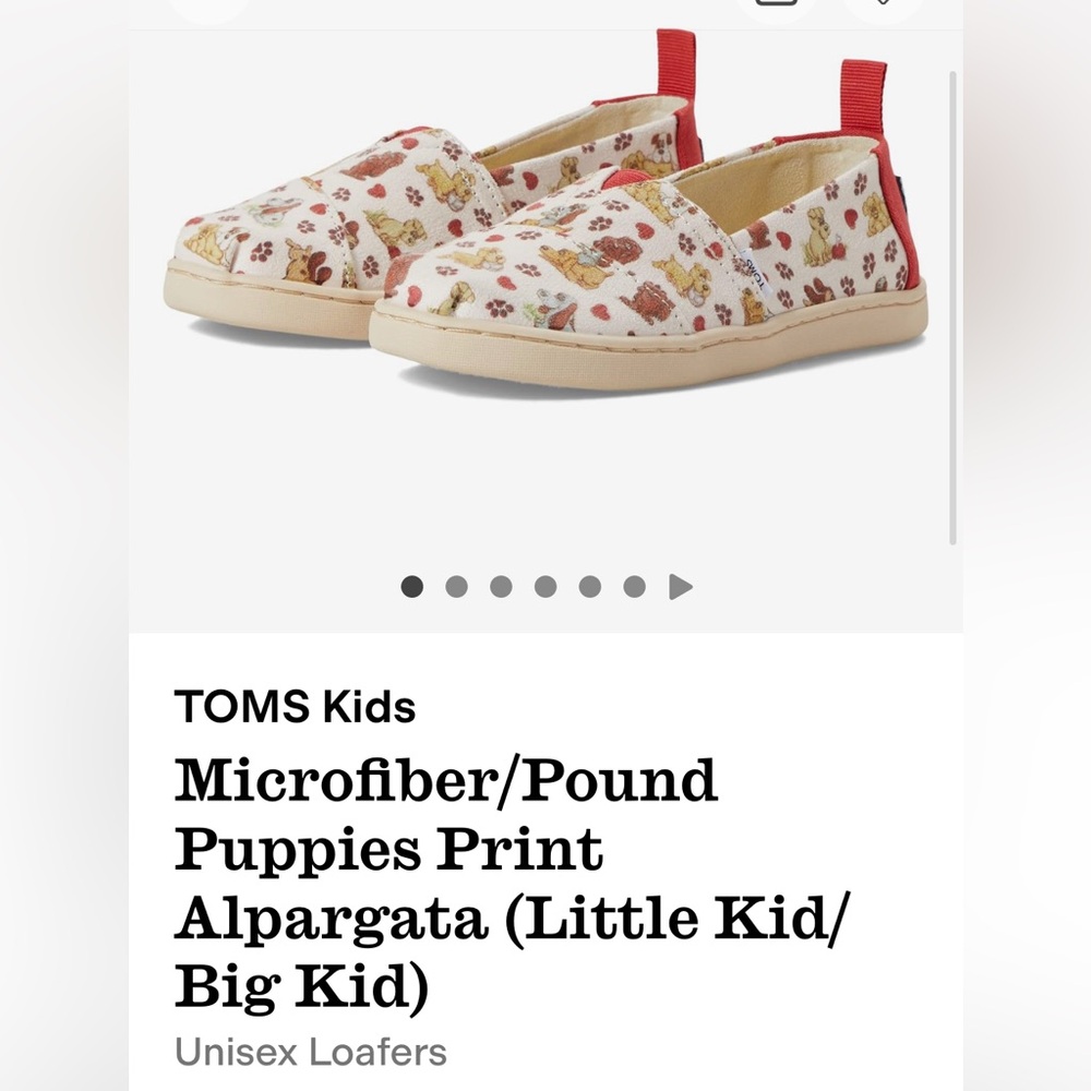TOMS Kids Girls or Boys Little Kids size 12 Puppy Print